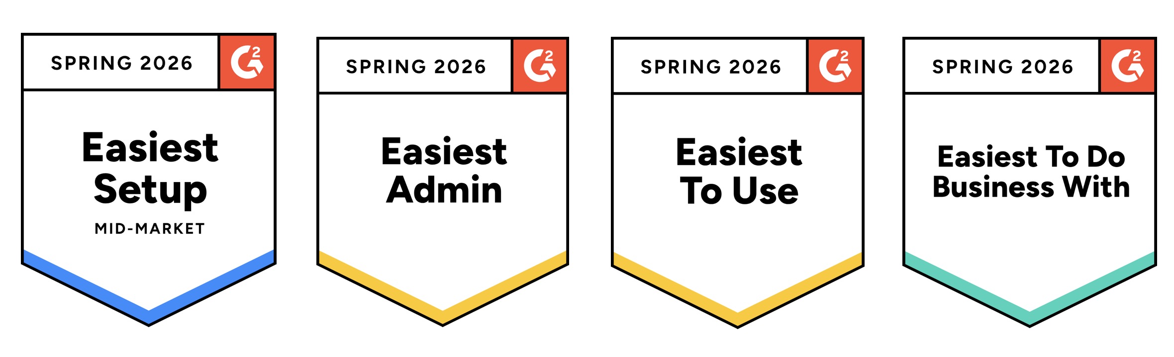 Multiple G2 award for the MobiWork field services software solution customer success team: easiest setup, easiest admin, easiest to use, easiest to do business with